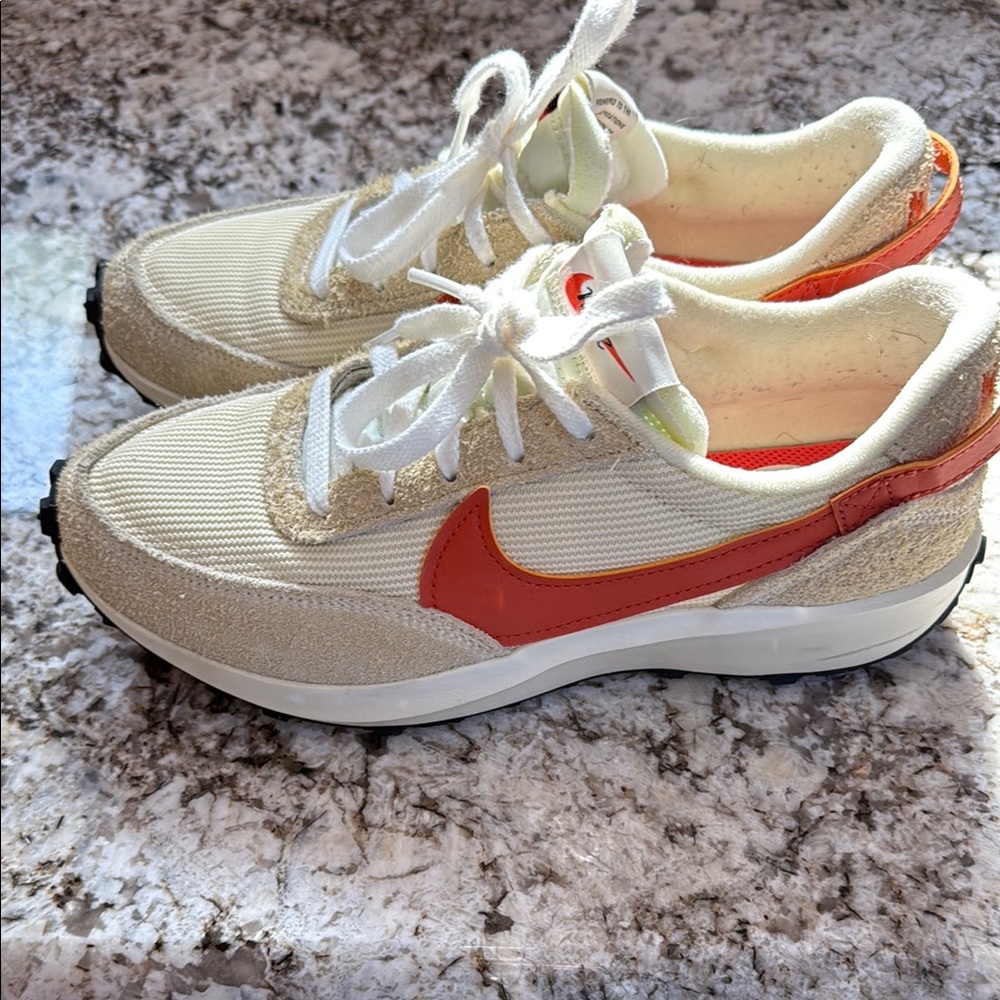 Nike Women's Cream and Orange Sneakers